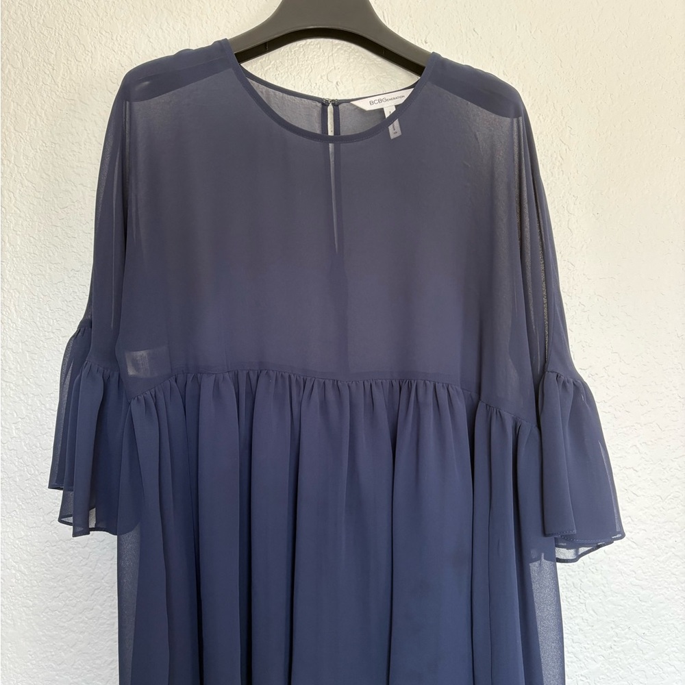 BCBG Generation Navy Blue Sheer Top